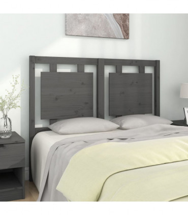 Bed Headboard Grey 125.5x4x100 cm Solid Pine Wood