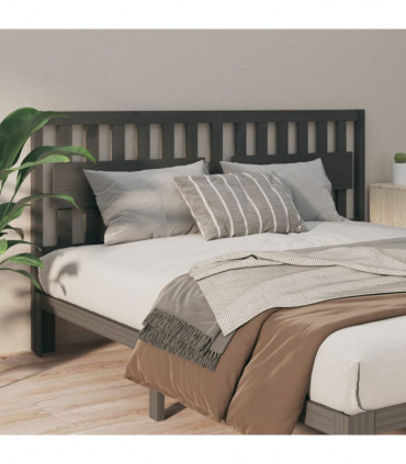 Bed Headboard Grey 125.5x4x100 cm Solid Wood Pine