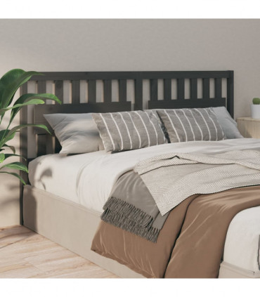 Bed Headboard Grey 125.5x4x100 cm Solid Wood Pine