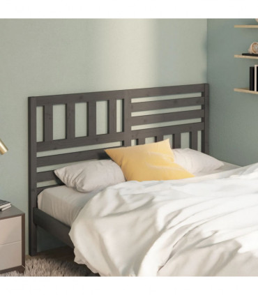 Bed Headboard Grey 146x4x100 cm Solid Wood Pine