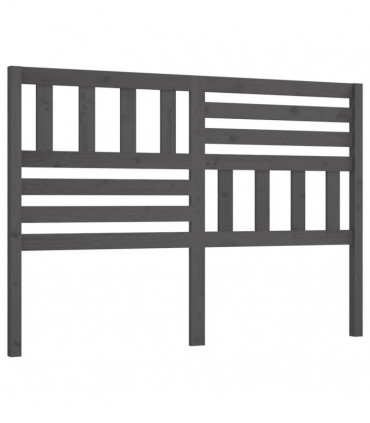 Bed Headboard Grey 146x4x100 cm Solid Wood Pine