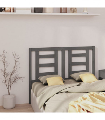 Bed Headboard Grey 146x4x100 cm Solid Wood Pine