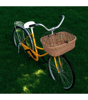 Bike Front Basket with Cover 50x45x35 cm Natural Willow