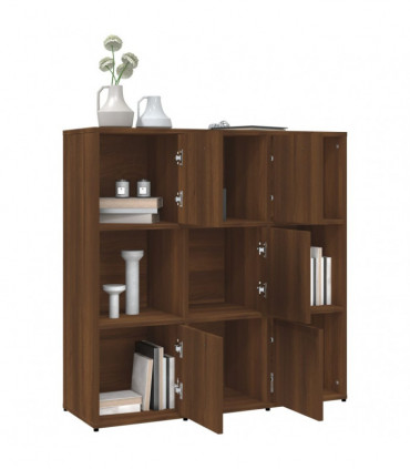 Book Cabinet Brown Oak 90x30x90 cm Engineered Wood