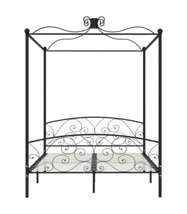 Canopy Bed Frame Black Metal 160x200 cm