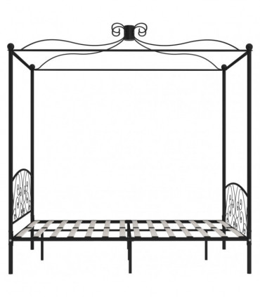 Canopy Bed Frame Black Metal 160x200 cm