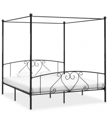 Canopy Bed Frame Black Metal 6FT Super King