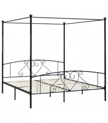 Canopy Bed Frame Black Metal 6FT Super King