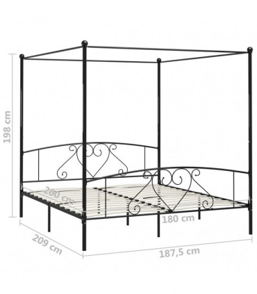 Canopy Bed Frame Black Metal 6FT Super King