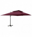 Cantilever Umbrella with Double Top Bordeaux Red 400x300 cm
