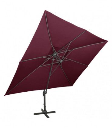 Cantilever Umbrella with Double Top Bordeaux Red 400x300 cm