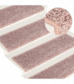 Carpet Stair Treads 15 pcs 65x25 cm White and Pink