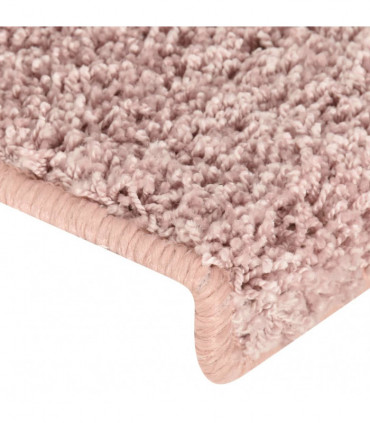 Carpet Stair Treads 15 pcs 65x25 cm White and Pink