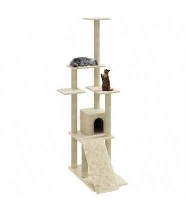 Cat Tree with Sisal Scratching Posts Cream 155 cm