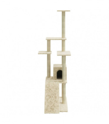 Cat Tree with Sisal Scratching Posts Cream 155 cm