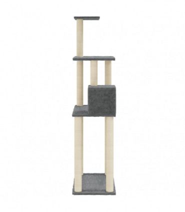 Cat Tree with Sisal Scratching Posts Dark Grey 147 cm