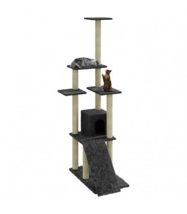 Cat Tree with Sisal Scratching Posts Dark Grey 155 cm