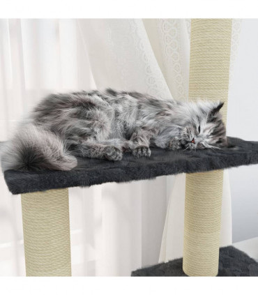 Cat Tree with Sisal Scratching Posts Dark Grey 155 cm