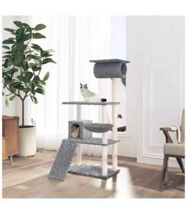 Cat Tree with Sisal Scratching Posts Light Grey 131 cm