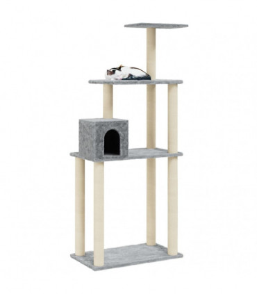 Cat Tree with Sisal Scratching Posts Light Grey 147 cm