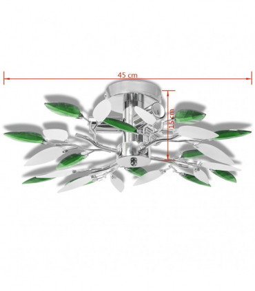 Ceiling Lamp Acrylic Crystal Leaf Arms 3 E14 Bulbs
