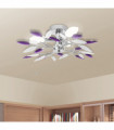 Ceiling Lamp White & Purple Acrylic Crystal Leaf Arms 3 E14 Bulbs