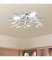 Ceiling Lamp White & Transparent Acrylic Crystal Leaf Arms 3 E14 Bulbs