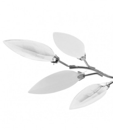 Ceiling Lamp White & Transparent Acrylic Crystal Leaf Arms 3 E14 Bulbs