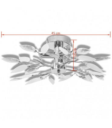Ceiling Lamp White & Transparent Acrylic Crystal Leaf Arms 3 E14 Bulbs