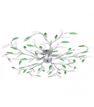 Ceiling Lamp with Acrylic Crystal Leaf Arms for 5 E14 Bulbs Green