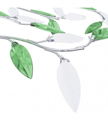 Ceiling Lamp with Acrylic Crystal Leaf Arms for 5 E14 Bulbs Green