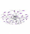 Ceiling Lamp with Acrylic Crystal Leaf Arms for 5 E14 Bulbs Purple