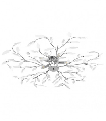 Ceiling Lamp with Acrylic Crystal Leaf Arms for 5 E14 Bulbs White