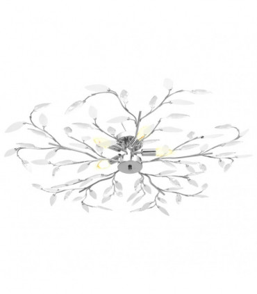 Ceiling Lamp with Acrylic Crystal Leaf Arms for 5 E14 Bulbs White