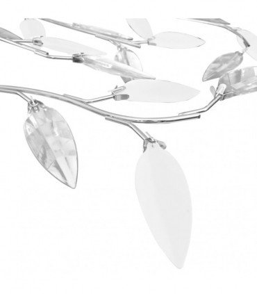 Ceiling Lamp with Acrylic Crystal Leaf Arms for 5 E14 Bulbs White
