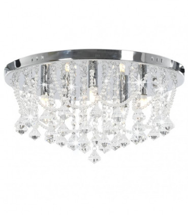Ceiling Lamp with Crystal Beads Silver Round 4 x G9 Bulbs