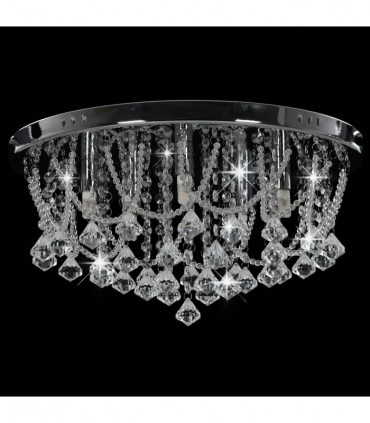 Ceiling Lamp with Crystal Beads Silver Round 4 x G9 Bulbs