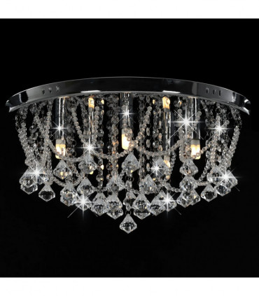 Ceiling Lamp with Crystal Beads Silver Round 4 x G9 Bulbs