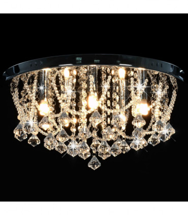 Ceiling Lamp with Crystal Beads Silver Round 4 x G9 Bulbs