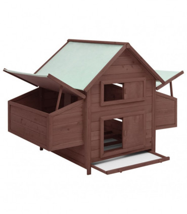 Chicken Coop Mocha and White 152x96x110 cm Solid Firwood