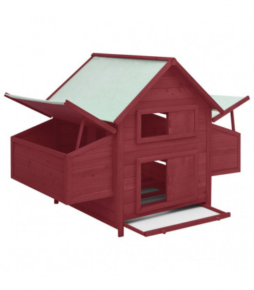 Chicken Coop Red and White 152x96x110 cm Solid Firwood