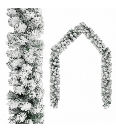 Christmas Garland with Flocked Snow Green 10 m PVC