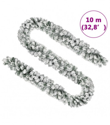 Christmas Garland with Flocked Snow Green 10 m PVC