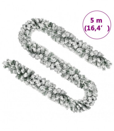 Christmas Garland with Flocked Snow Green 5 m PVC