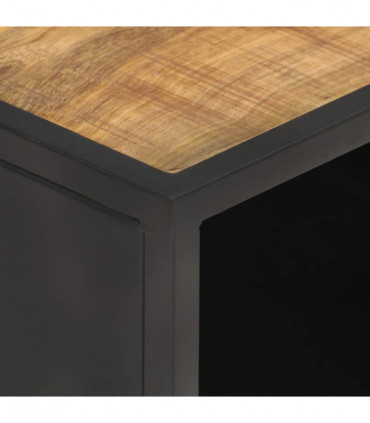 Coffee Table 90x50x35 cm Rough Mango Wood and Natural Cane