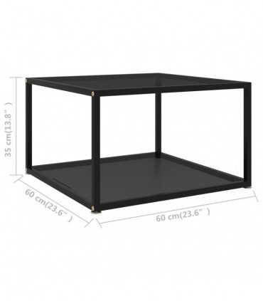 Coffee Table Black 60x60x35 cm Tempered Glass