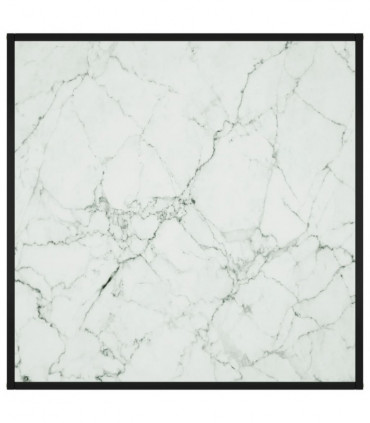 Coffee Table Black with White Marble Glass 90x90x50 cm