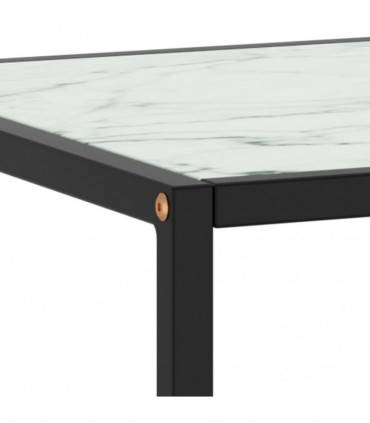 Coffee Table Black with White Marble Glass 90x90x50 cm