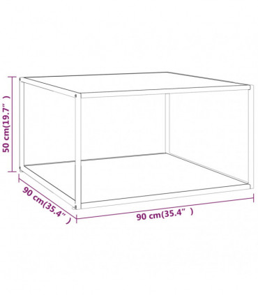 Coffee Table Black with White Marble Glass 90x90x50 cm
