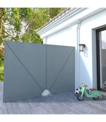 Collapsible Terrace Side Awning Grey 300x200 cm